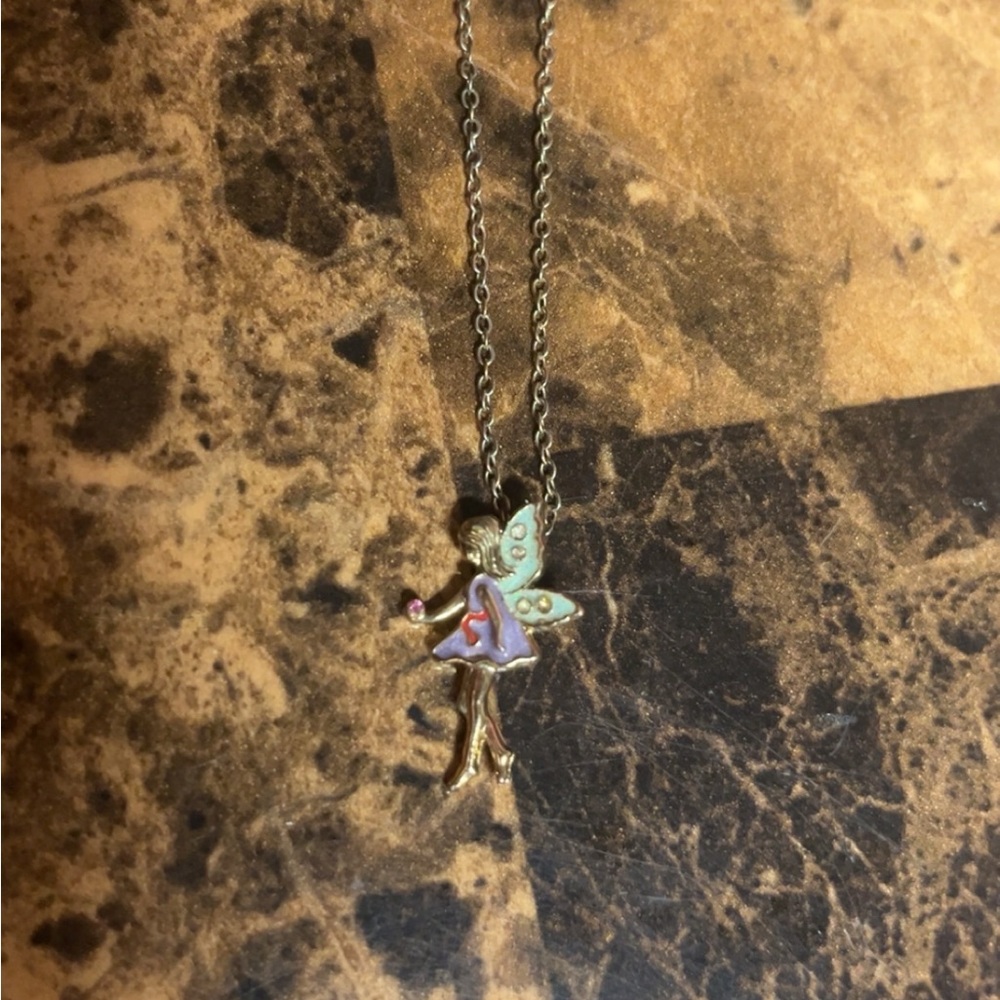 Charming Fairy Necklace with Blue and Pink Accents